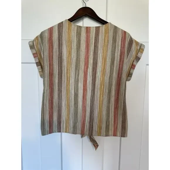 W5 Women's Medium Tie Front Top Fall Autumn Cottagecore Boho Retro - Picture 4 of 8